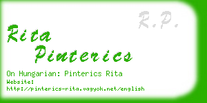 rita pinterics business card
